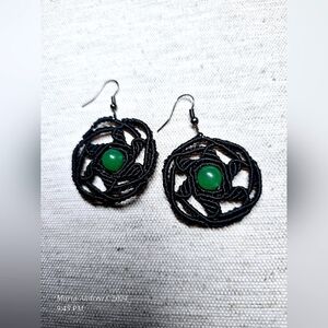 NWOT Handmade micromacramé Earrings - Circular Beaded